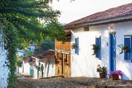 Foto de Vista de la pintoresca ciudad Barichara es un destino turístico popular en Colombia - Imagen libre de derechos