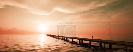 Photo for Boardwalk on the beach in Maldives - Royalty Free Image