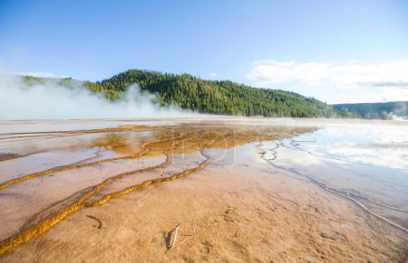 Photo for Inspiring natural background. Pools and  geysers  fields  in Yellowstone National Park, USA. - Royalty Free Image