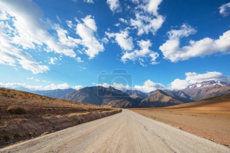 Photo for Scenic road in the Cordillera mountains in Peru. Travel background. - Royalty Free Image