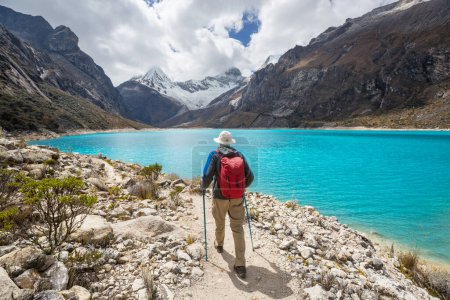 Photo for Hiker in Cordillera mountains, Peru, South America - Royalty Free Image