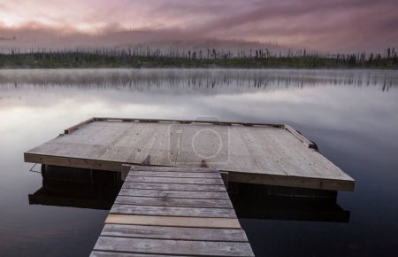 Photo for Wooden pier in serenity lake - Royalty Free Image