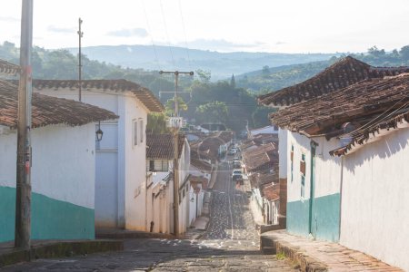 Téléchargez les photos : Vue sur la ville pittoresque Barichara est une destination touristique populaire en Colombie - en image libre de droit
