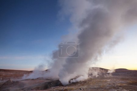 Photo for Geyser Sol de Manana, Bolivia. Beautiful unusual natural landscapes in South America. - Royalty Free Image