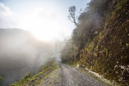 Téléchargez les photos : Route de la mort célèbre, le "Camino de la Muerte", dans les Andes boliviennes près de La Paz - en image libre de droit