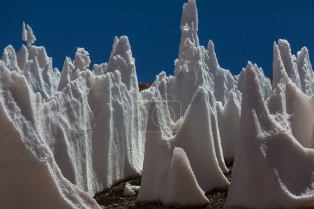 Photo for Unusual snow formation kalgaspors in the Agua Negra Pass, Argentina. - Royalty Free Image