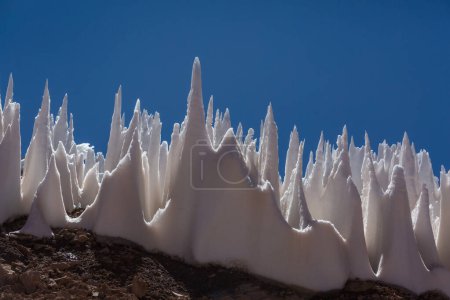 Photo for Unusual snow formation kalgaspors in the Agua Negra Pass, Argentina. - Royalty Free Image