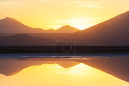 Photo for Sunrise scene on beautiful serene lake. Beautiful natural background - Royalty Free Image