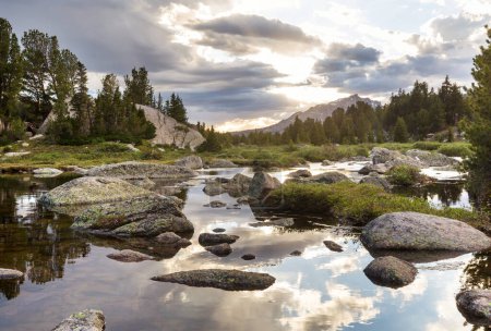 Beautiful mountain landscapes in Wind River Range in Wyoming, USA. Summer season.