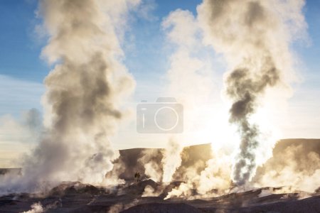 Photo for Geyser Sol de Manana, Bolivia. Beautiful unusual natural landscapes in South America. - Royalty Free Image