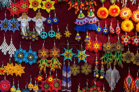 Photo for Colorful handmade earrings in Guatemala market - Royalty Free Image