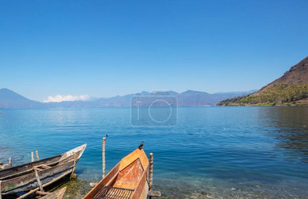 Photo for Beautiful lake Atitlan and volcanos in the highlands of Guatemala, Central America - Royalty Free Image