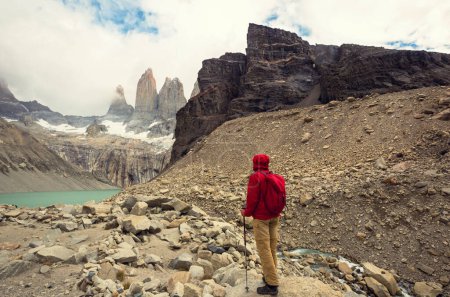 Hiker at Torres del Paine National Park, Patagonia