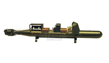 Foto de Modelo de juguete de uno de los primeros submarinos aislados sobre fondo blanco - Imagen libre de derechos