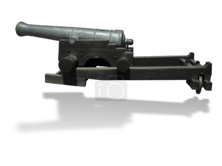 Foto de Antigua pistola de cañón medieval aislada sobre fondo blanco - Imagen libre de derechos