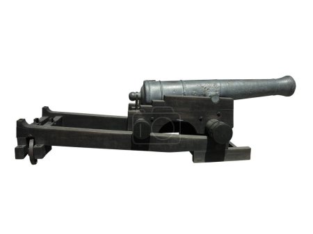 Foto de Antigua pistola de cañón medieval aislada sobre fondo blanco - Imagen libre de derechos