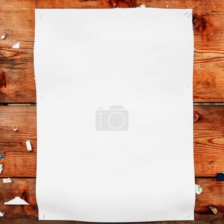 Photo for Social media post mockup background - blank white paper on wooden board as copy space - Royalty Free Image