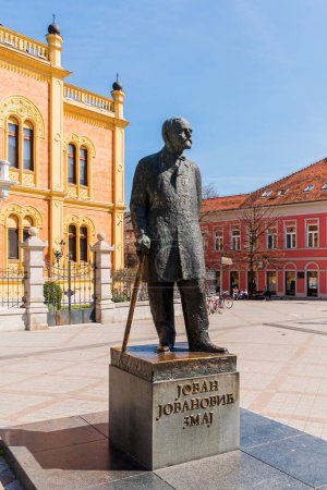 Photo for Novi Sad, Serbia - March 24, 2023: Statue of Jovan Jovanovic aka Cika Jova Zmaj, famous poet and doctor, the first Serbian writer who wrote poetry intended exclusively for children - Royalty Free Image