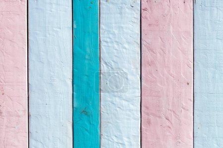Photo for Texture of pastel colored wooden planks as background, summer season pattern as design element - Royalty Free Image