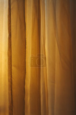 Foto de Yellow curtains in living room as home decor, selective focus - Imagen libre de derechos