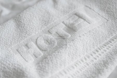 Photo for Luxury white bath cotton towel for hotel, selective focus - Royalty Free Image
