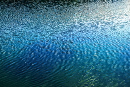Téléchargez les photos : Ondulations à la surface de l'eau du lac glaciaire slovène Bohhinj créées par une brise légère, des paysages sereins - en image libre de droit