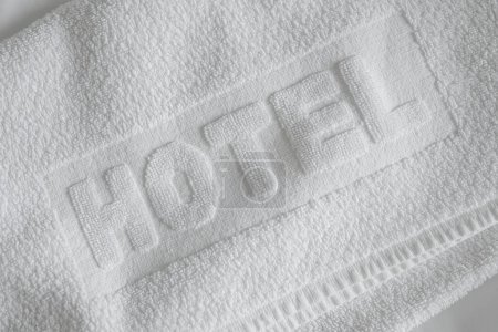 Photo for Luxury white bath cotton towel for hotel, selective focus - Royalty Free Image