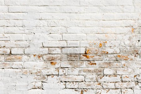 Photo for White brick wall background. Old grungy brickwall texture as design copy space or background or pattern. - Royalty Free Image