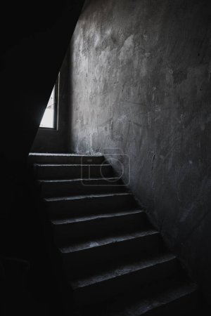 Photo for Unfinished concrete stairway steps in a building as grunge background - Royalty Free Image
