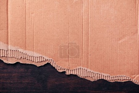 Téléchargez les photos : Texture en carton déchiré, motif en papier artisanal brun clair comme arrière-plan, vue de dessus - en image libre de droit