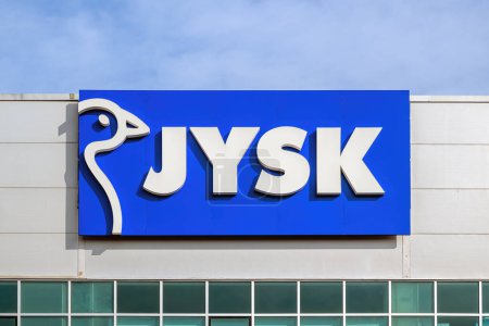 Photo for Novi Sad, Serbia - April 23, 2024: Jysk storefront logo sign. Jysk is largest Danish retailer operating in 51 countries, selling household goods, furniture and interior decor - Royalty Free Image