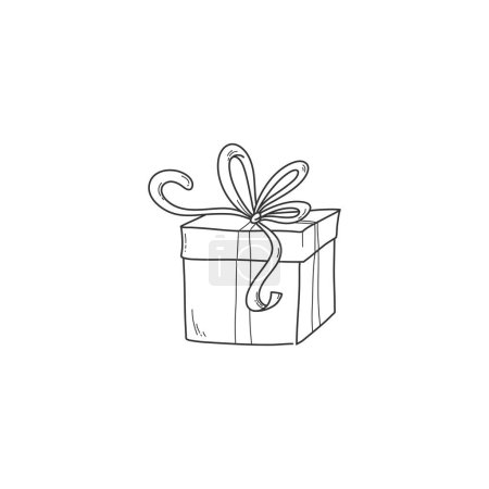 Illustration for Outline close present box with ribbon. Vector illustration, isolated on a transparent background - Royalty Free Image