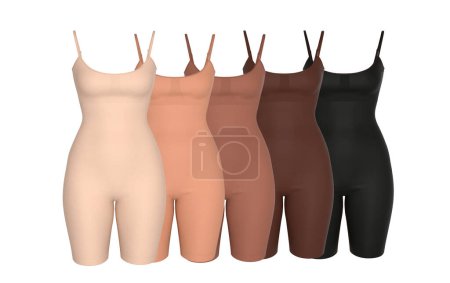 Téléchargez les photos : Collection of female corrective shaping underwear. High quality 3d illustration Seamless women bodysuit. Bodysuit Shapewear. Body shaper seamless women. Women bodysuit shapewear. 3D rendering. - en image libre de droit