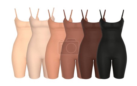 Photo for Collection of female corrective shaping underwear. High quality 3d illustration Seamless women bodysuit. Bodysuit Shapewear. Body shaper seamless women. Women bodysuit shapewear. 3D rendering. - Royalty Free Image