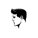 Silhouette of a fashion man head on a white background. Vector illustration