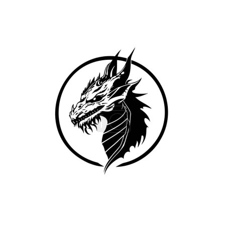 Téléchargez les photos : Conception d'icône vectorielle dragon tête, modèle de logo. Illustration vectorielle. - en image libre de droit