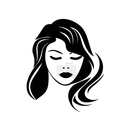 Téléchargez les photos : Silhouette, portrait en gros plan vectoriel d'une femme avec un beau design de cheveux. Illustration vectorielle - en image libre de droit