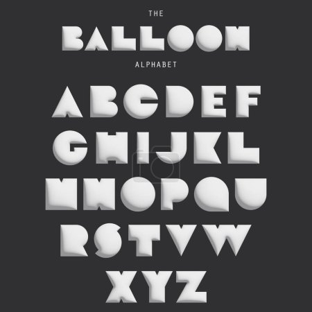 Foto de Set de fuentes de globos de estilo moderno 3D - Colección de letras del alfabeto inglés completo, Clip-Art, tipografía aislada sobre fondo negro - Imagen libre de derechos