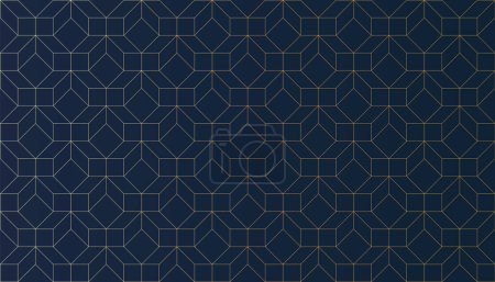 Illustration for Dark Minimalist Modern Style 3D Transparent Line-art, Rectangular Grid Pattern - Editable Abstract Geometric Background Design, Vector Template - Royalty Free Image