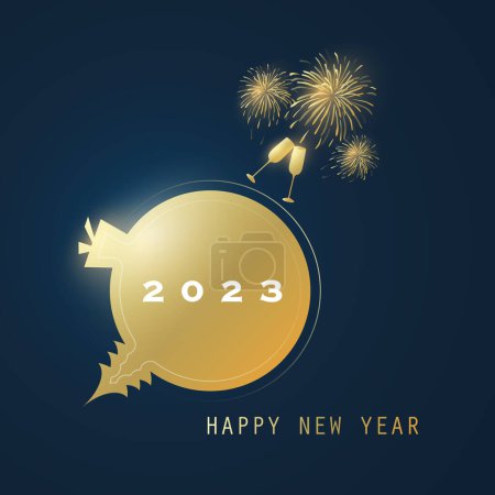 Ilustración de Mejores deseos - Tarjeta de Año Nuevo, portada o plantilla de diseño de fondo - 2023 - Imagen libre de derechos