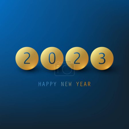 Téléchargez les illustrations : Modèle simple de conception de carte, de couverture ou de fond bleu et doré du Nouvel An - 2023 - en licence libre de droit