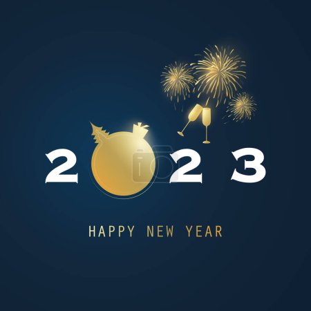 Ilustración de Mejores deseos - Tarjeta de Año Nuevo, portada o plantilla de diseño de fondo - 2023 - Imagen libre de derechos