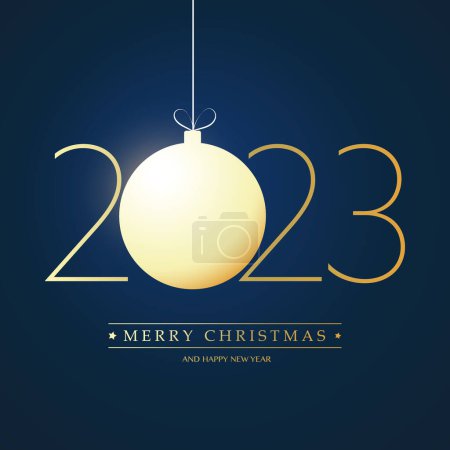 Téléchargez les illustrations : Joyeux Noël doré et bonne année carte de vœux, modèle de conception créative 2023 - en licence libre de droit