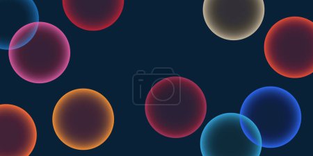 Ilustración de Fondo oscuro, encabezado o diseño de pancartas con grandes burbujas de varios colores Patrón Plantilla creativa multipropósito para la Web con Copyspace en formato vectorial editable - Imagen libre de derechos