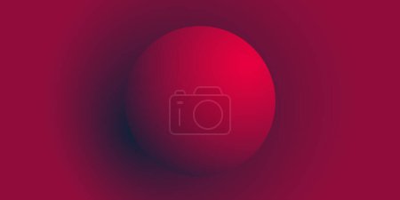 Illustration for Red 3D Ball on Dark Red Background - Modern Style Minimalist Multi Purpose Background Design Template with Copyspace for Web, Covers, Brochures, Posters or Placards in Editable Vector Format - Royalty Free Image