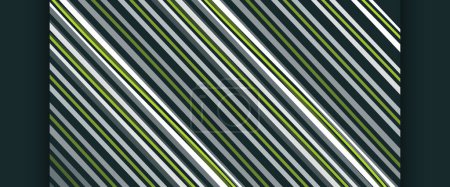 Téléchargez les illustrations : Résumé Lignes de croisement inclinées blanches, grises, bleu foncé et vertes, motif rayé, lignes de diverses épaisseurs - Conception vectorielle, Modèle d'arrière-plan - en licence libre de droit