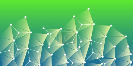 Illustration for Connections - Molecular, Global, Computer and Business Network Mesh Creative Design - Abstract Green Polygonal Grid Pattern Background with Copyspace in Editable Vector Format - Royalty Free Image