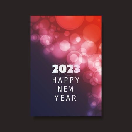 Téléchargez les illustrations : Meilleurs vœux - Modèle de flyer, de carte ou de dessin vectoriel de Nouvel An rouge et violet - 2023 - en licence libre de droit