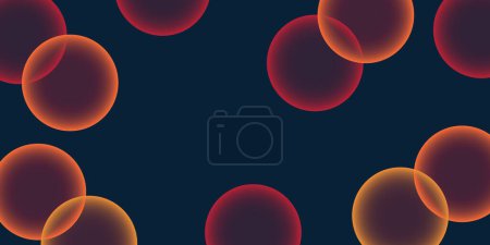 Téléchargez les illustrations : Modèle de fond sombre, d'en-tête ou de bannière avec de grandes bulles rouges, orange et marron - Modèle multi-usages créatif à grande échelle pour le Web avec espace de copie en format vectoriel modifiable - en licence libre de droit