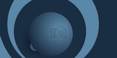 Ilustración de Bola azul 3D sobre fondo azul oscuro - Estilo moderno Minimalista Plantilla de diseño de fondo multipropósito con espacio de copia para web, cubiertas, folletos, carteles o placas en formato vectorial editable - Imagen libre de derechos